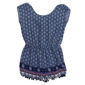 Zoe & Rose Band Of Gypsies Romper Size M Tie Back Cap Sleeve Blue EUC B7